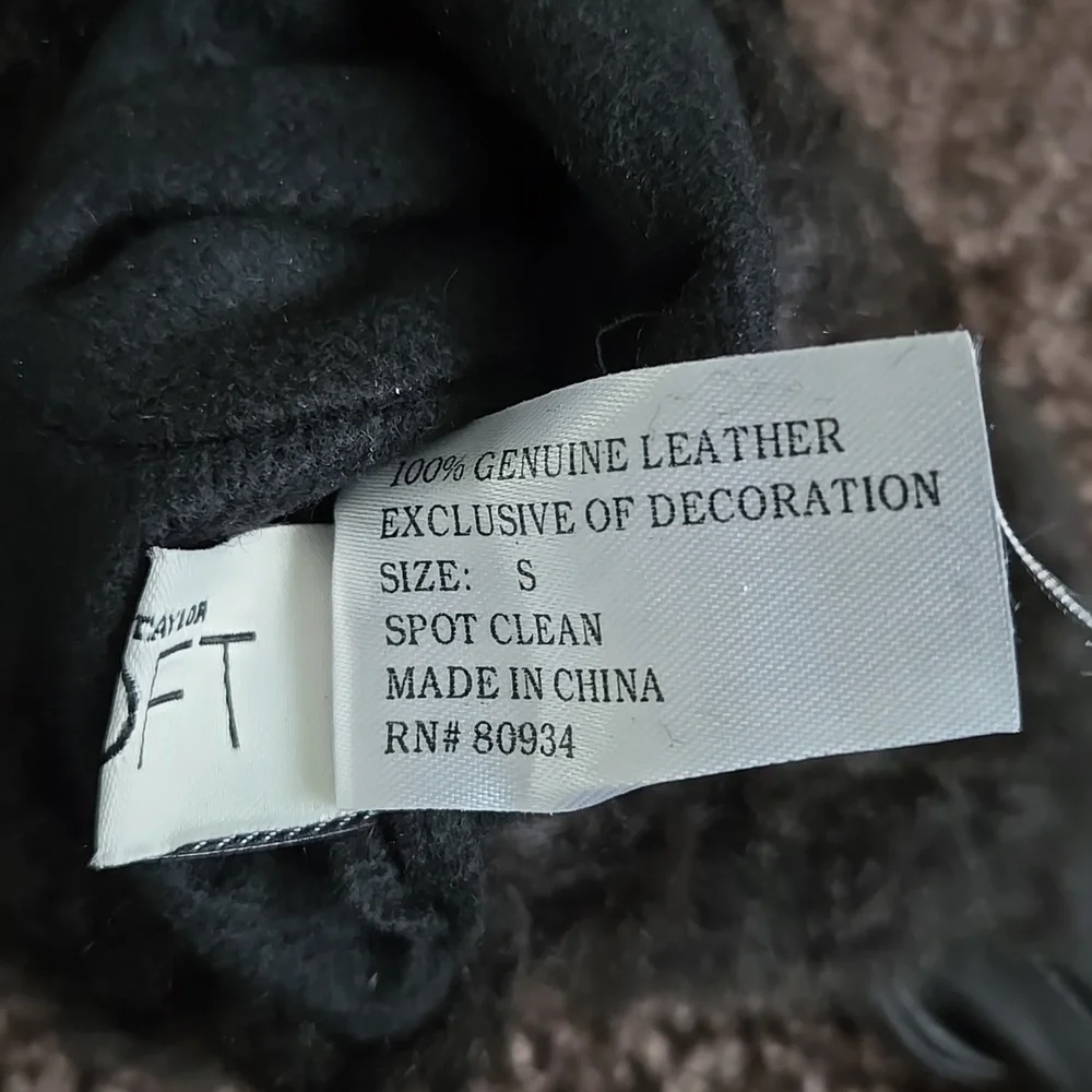 NEW Ann Taylor Loft Brown Leather Fur Trim Gloves S